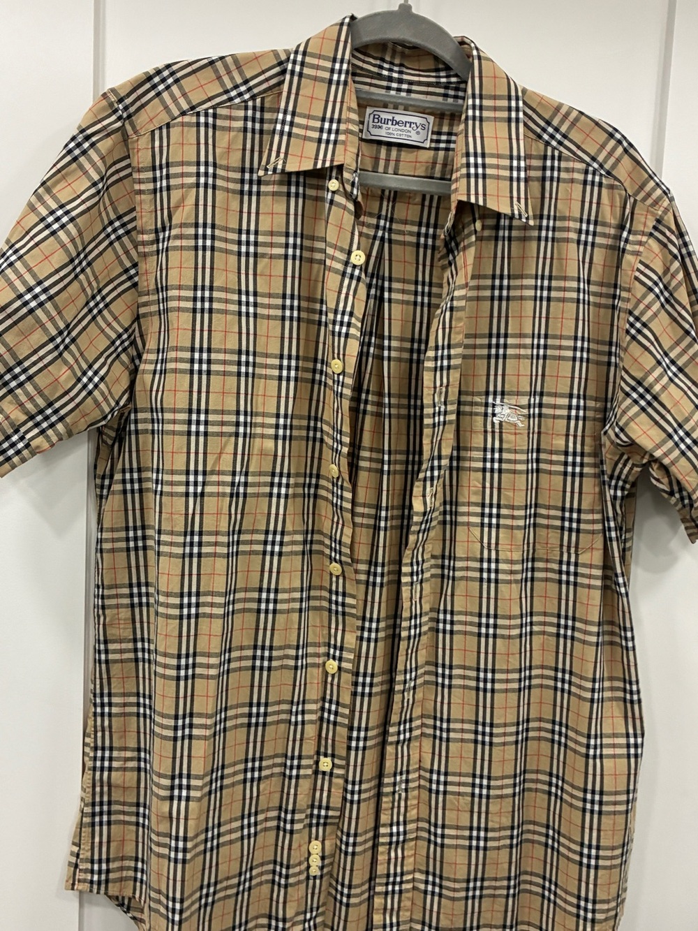 Vintage Burberry’s of London Nova Check Short Sleeve Shirt 39M unisex